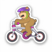 自転車とヘルメット付きクマ シール (正面)