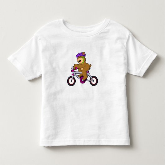 自転車とヘルメット付きクマ トドラーTシャツ (正面)