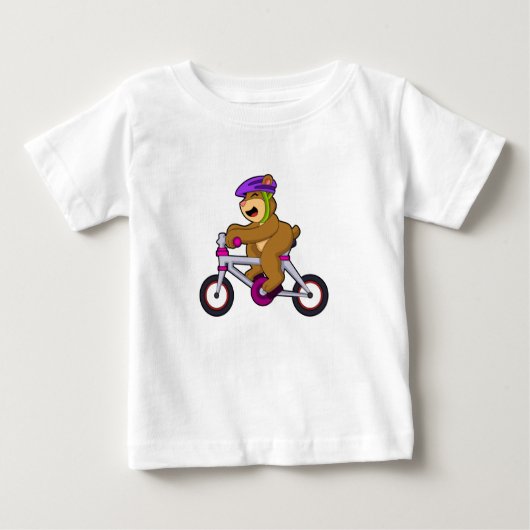 自転車とヘルメット付きクマ ベビーTシャツ (正面)