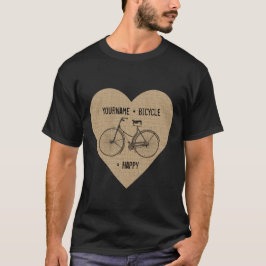 自転車と幸せで旧式なハートのバーラップに匹敵します Tシャツ