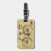 自転車と幸せで旧式なバイクの黄色に匹敵します ラゲッジタグ (正面縦)