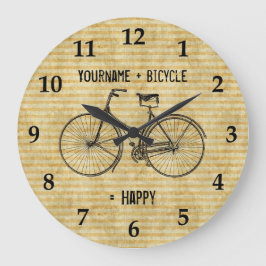 自転車と幸せで旧式なバイクの黄色に匹敵します ラージ壁時計