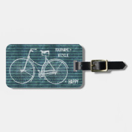 自転車と幸せで旧式な青緑に匹敵します ラゲッジタグ