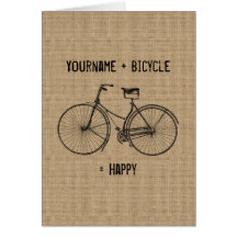 自転車と幸せで自然なバーラップ袋に匹敵します