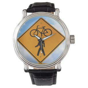 自転車と歩行者の前方道路標識 腕時計