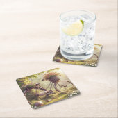 自転車と花のカスタムパーティコースターセット 6枚組 スクエアペーパーコースター (インサイチュ)