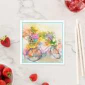 自転車と花のナプキン スタンダードカクテルナプキン (インサイチュ)