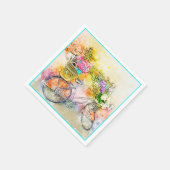 自転車と花のナプキン スタンダードカクテルナプキン (角)