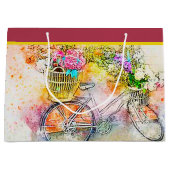 自転車と花の大抱き枕 ラージペーパーバッグ (正面)