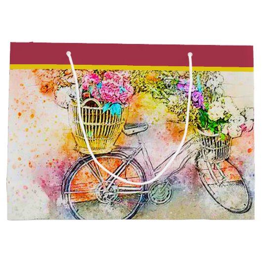 自転車と花の大抱き枕 ラージペーパーバッグ (裏面)