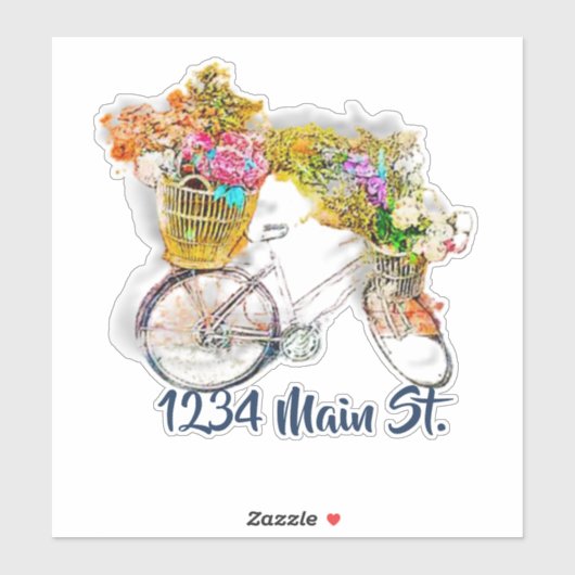自転車と花の郵便箱 シール (シート)