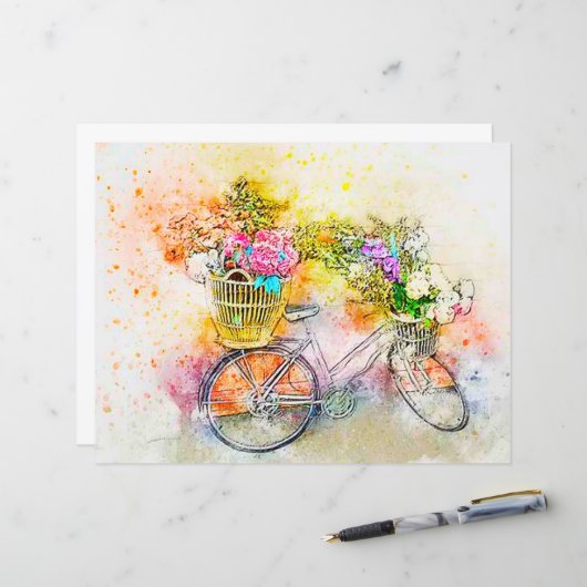 自転車と花 (正面/裏面インサイチュ)