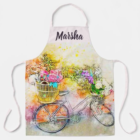 自転車と花 エプロン (正面)