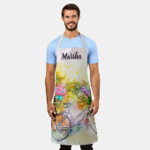 自転車と花 エプロン (着用した状態)