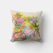 自転車と花 クッション (正面)