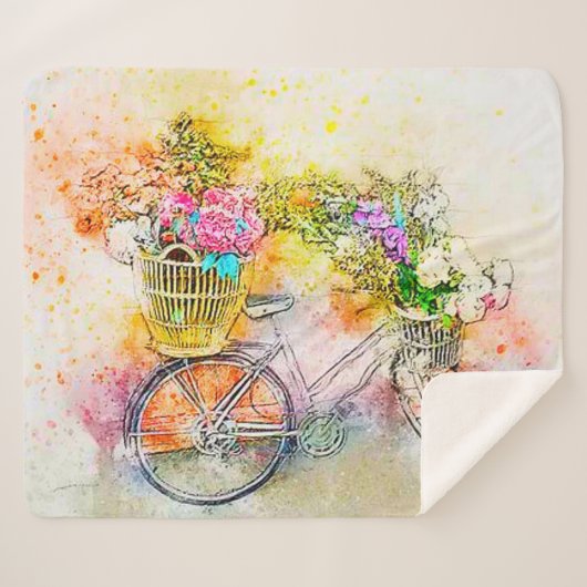 自転車と花 シェルパブランケット (正面(横))