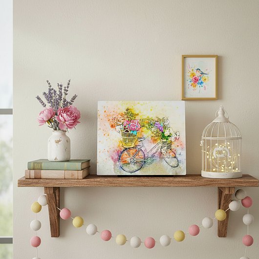 自転車と花 フォトプラーク