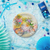 自転車と花 ペーパープレート (パーティー)