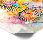 自転車と花 ポスター (角)