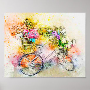 自転車と花 ポスター