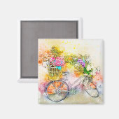 自転車と花 マグネット (正面/裏面)