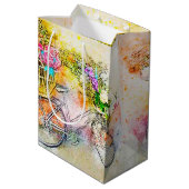 自転車と花 ミディアムペーパーバッグ (裏面アングル)