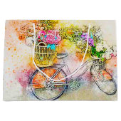 自転車と花 ラージペーパーバッグ (正面)