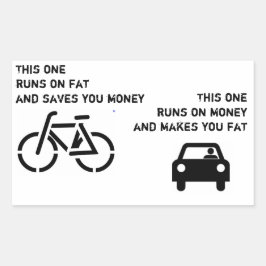 自転車と車のステッカー 長方形シール