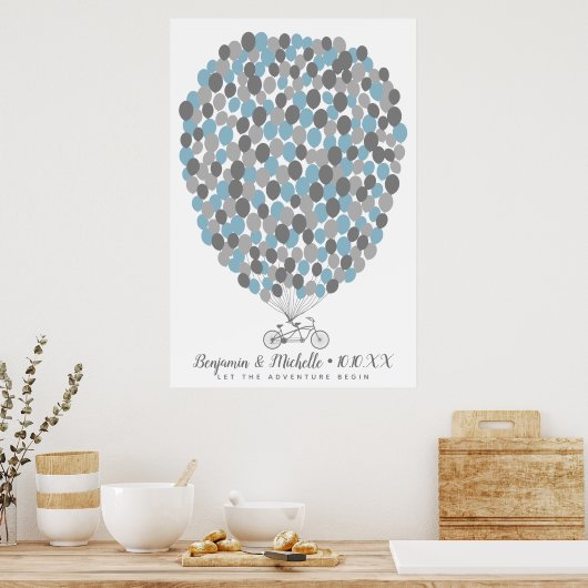 自転車と風船のゲストブックポスター - 250件収録 ポスター (キッチン)