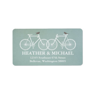 自転車と鳥差出人住所ラベル ラベル