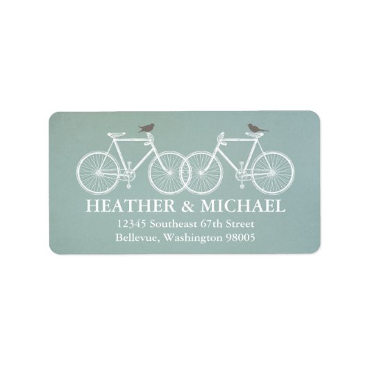 自転車と鳥差出人住所ラベル ラベル (正面)