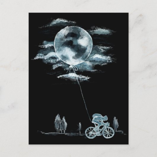 自転車による満月の国立ムーンデーアイディア ポストカード (正面)