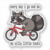 自転車にアライグマ,新しい人アライグマ,アライグマpossu シール (正面)