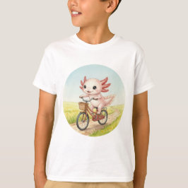 自転車に乗ったかわいいウーパールーパー Tシャツ