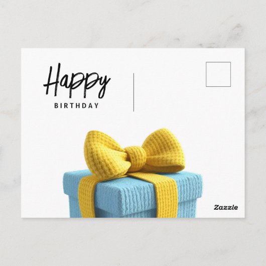 自転車に乗ったかわいいクオッカ、ハッピーバースデー ポストカード (裏面)