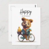 自転車に乗ったかわいいクオッカ、誕生日おめでとう ポストカード (正面/裏面)