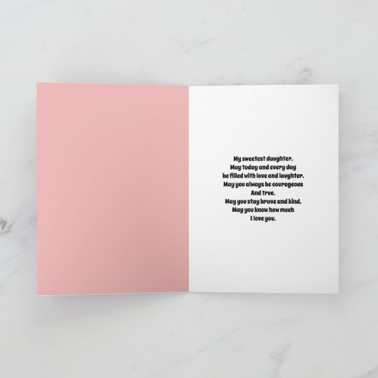 自転車に乗ったかわいい女の子の誕生日を祝う カード (内部)