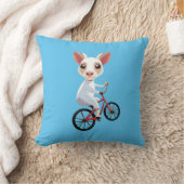 自転車に乗ったかわいい小さな白いヤギ クッション (ブランケット)