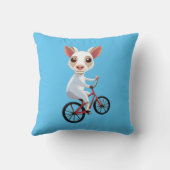 自転車に乗ったかわいい小さな白いヤギ クッション (裏面)