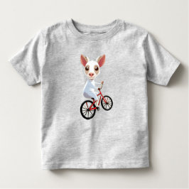 自転車に乗ったかわいい小さな白いヤギ トドラーTシャツ