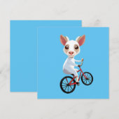 自転車に乗ったかわいい小さな白いヤギ 招待状 (正面/裏面)