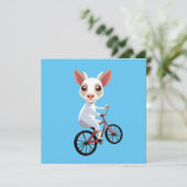 自転車に乗ったかわいい小さな白いヤギ 招待状 (スタンド正面)