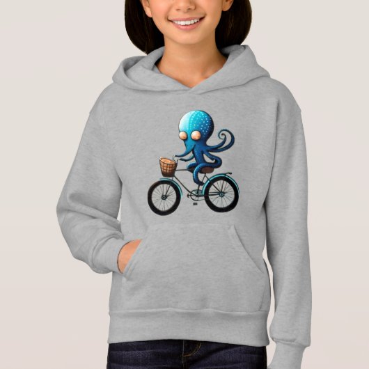 自転車に乗ったかわいい小さな青いタコ (正面)