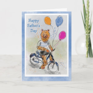 自転車に乗ったかわいい熊と風船 父の日 カード