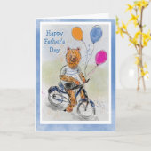 自転車に乗ったかわいい熊と風船 父の日 カード (黄色い花)