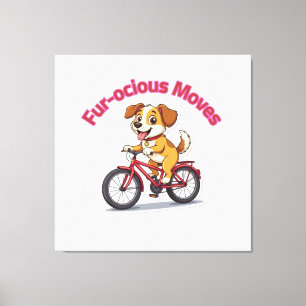 **自転車に乗ったかわいい犬 – Funny Cycling Dog** キャンバスプリント