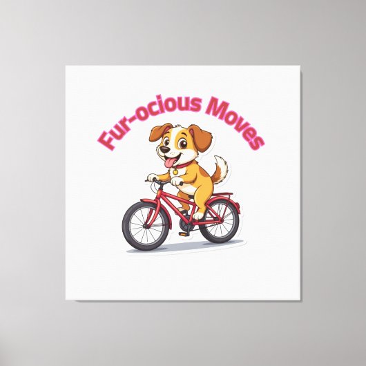 **自転車に乗ったかわいい犬 – Funny Cycling Dog** キャンバスプリント (正面)