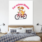**自転車に乗ったかわいい犬 – Funny Cycling Dog** キャンバスプリント (インサイチュ (寝室))
