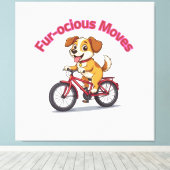 **自転車に乗ったかわいい犬 – Funny Cycling Dog** キャンバスプリント (インサイチュ (ウッドフロア))