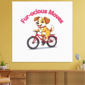 **自転車に乗ったかわいい犬 – Funny Cycling Dog** キャンバスプリント (インサイチュ (リビング))